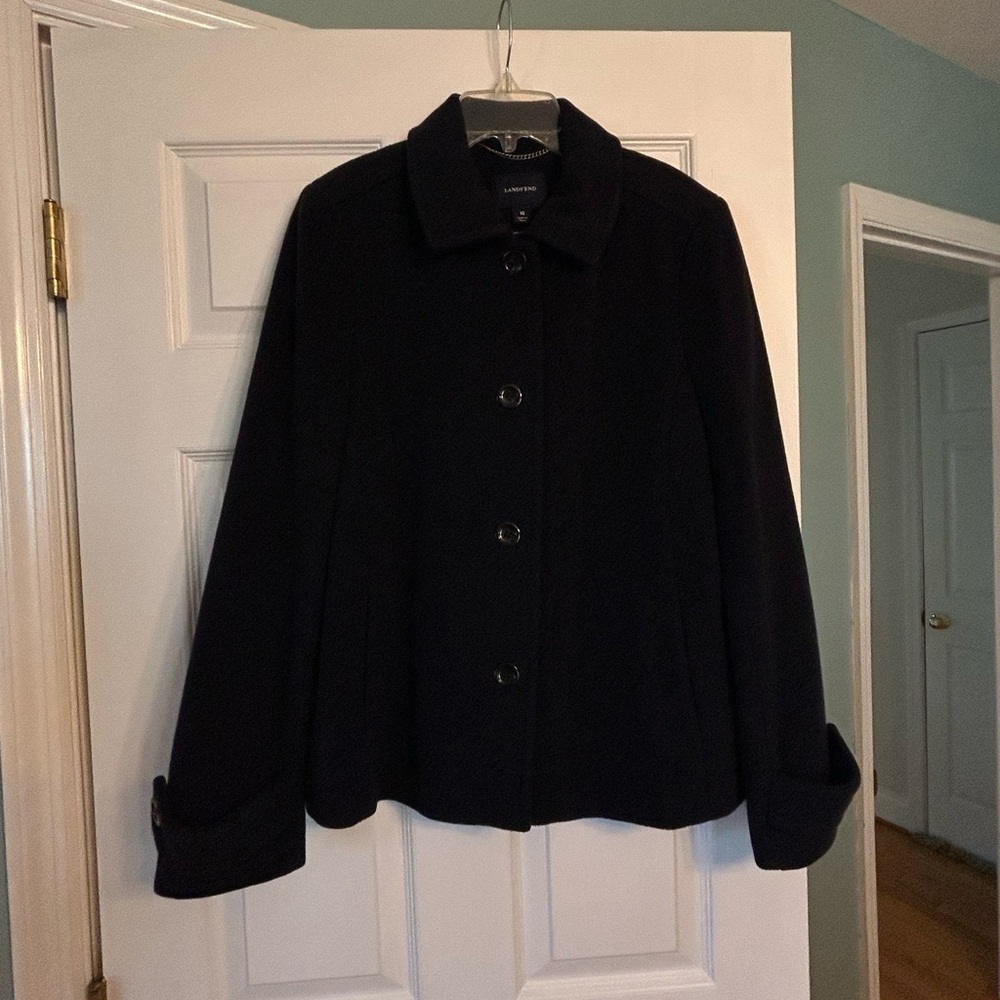 Lands' End Women's Black Pea Coat